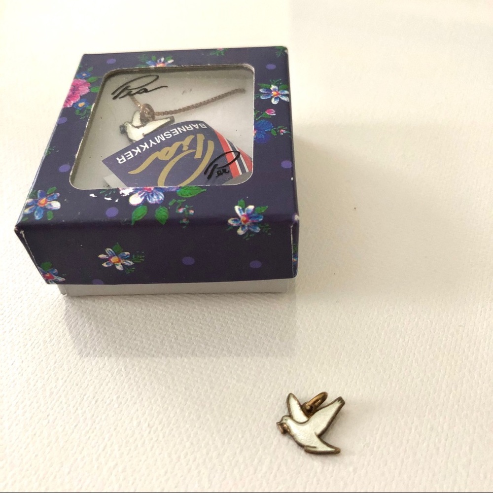 Norwegian White Dove Pendant Gold Necklace Norsk